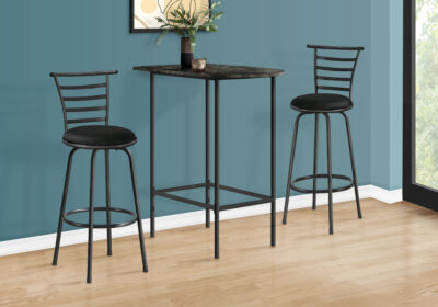 HOME BAR - 24"X 36" / GREY MARBLE / CHARCOAL METAL