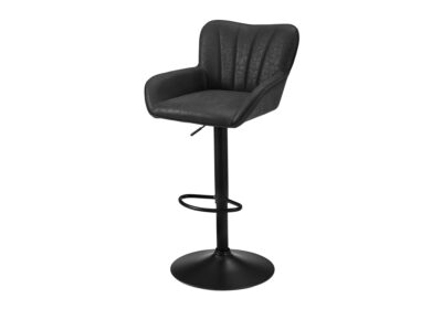BARSTOOL - 2PCS / BLACK PU / BLACK METAL ADJUSTABLE HEIGHT