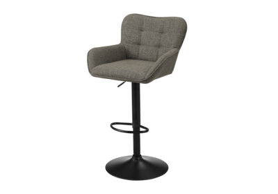 BARSTOOL - 2PCS / TAUPE FABRIC / BLACK METAL ADJ. HEIGHT