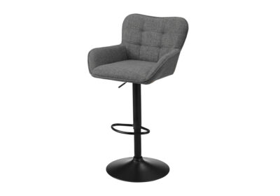 BARSTOOL - 2PCS / GREY FABRIC / BLACK METAL ADJ. HEIGHT