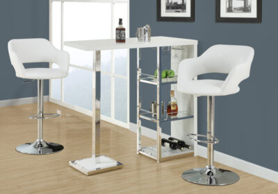 BARSTOOL - WHITE / CHROME METAL HYDRAULIC LIFT