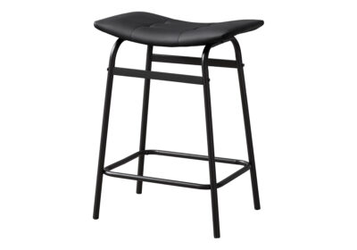 BARSTOOL - 2PCS / BLACK PU / BLACK METAL COUNTER HEIGHT
