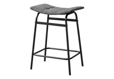 BARSTOOL - 2PCS / GREY FABRIC / BLACK METAL COUNTER HEIGHT