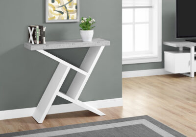 ACCENT TABLE - 36"L / WHITE / CEMENT-LOOK HALL CONSOLE