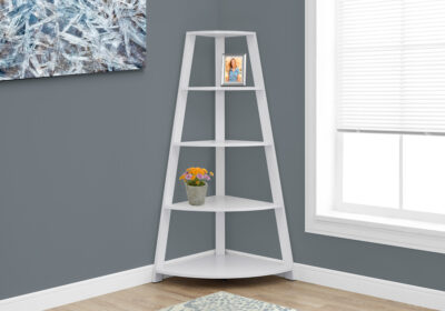 BOOKCASE - 60"H / WHITE CORNER ACCENT ETAGERE