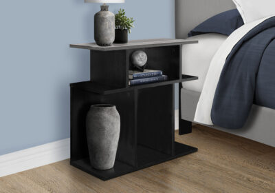 ACCENT TABLE - 24"H / BLACK / GREY TOP