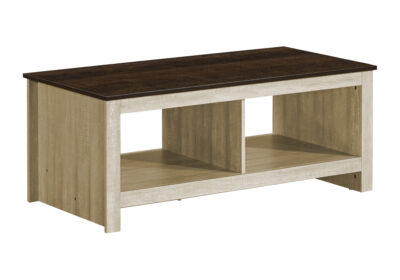 COFFEE TABLE - 44"L / LIGHT BEIGE / DARK OAK