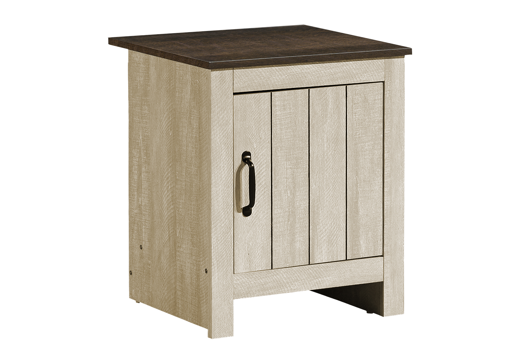 ACCENT TABLE - 22"H / LIGHT BEIGE / DARK OAK / 1 DOOR