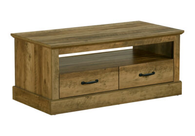 COFFEE TABLE - 42"L / DARK BROWN KNOTTY OAK / 2 DRAWERS