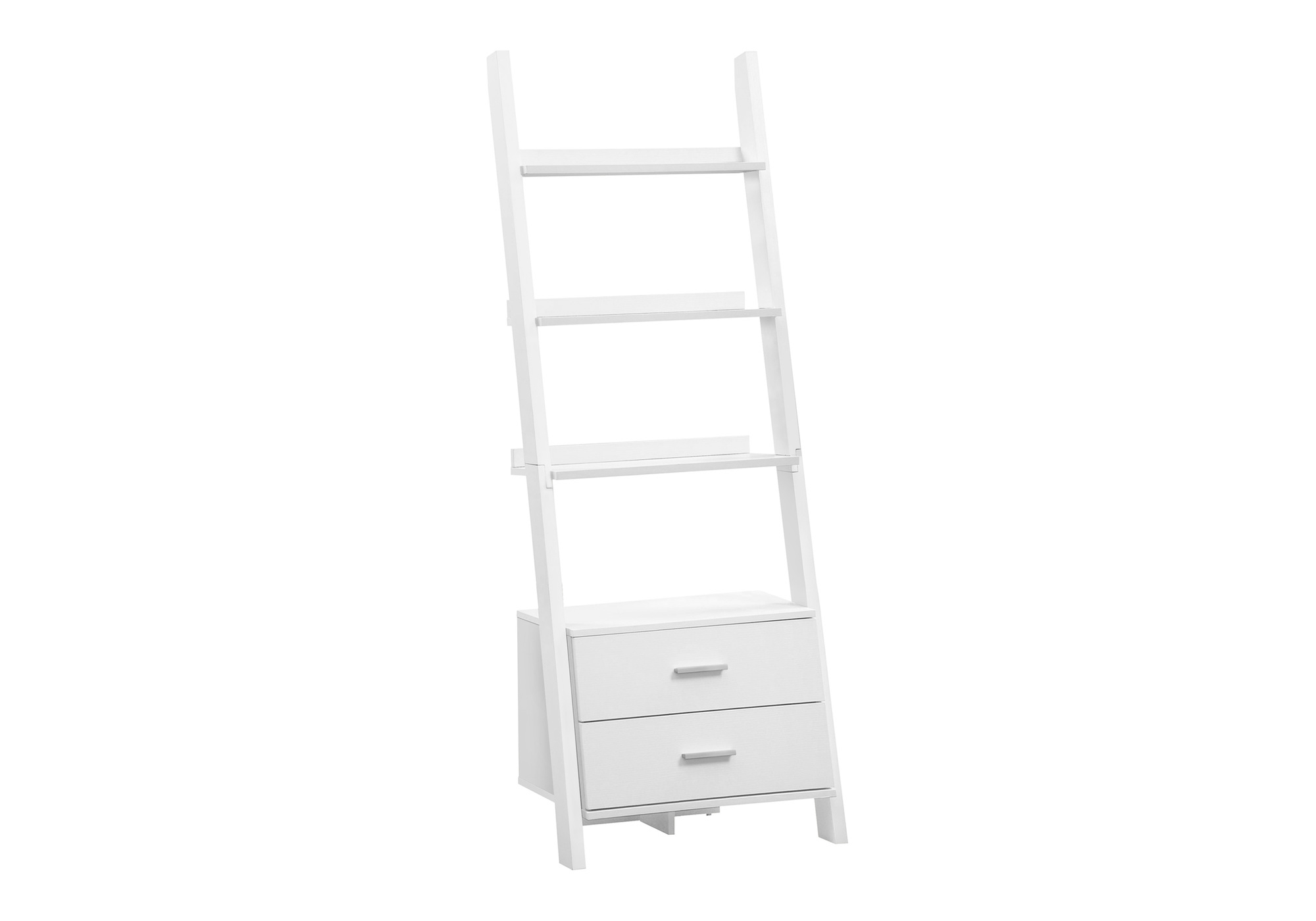 BOOKCASE - 69"H / WHITE LADDER WITH 2 STORAGE DRAWERS - Image 3