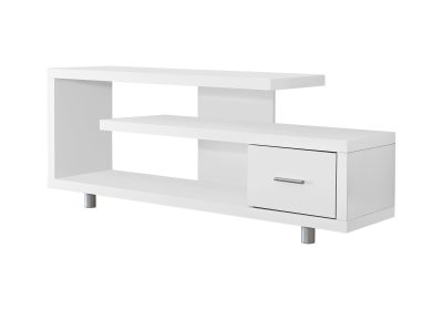 TV STAND - 60"L / WHITE WITH 1 DRAWER