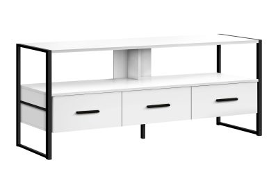 TV STAND - 48"L / WHITE / BLACK METAL