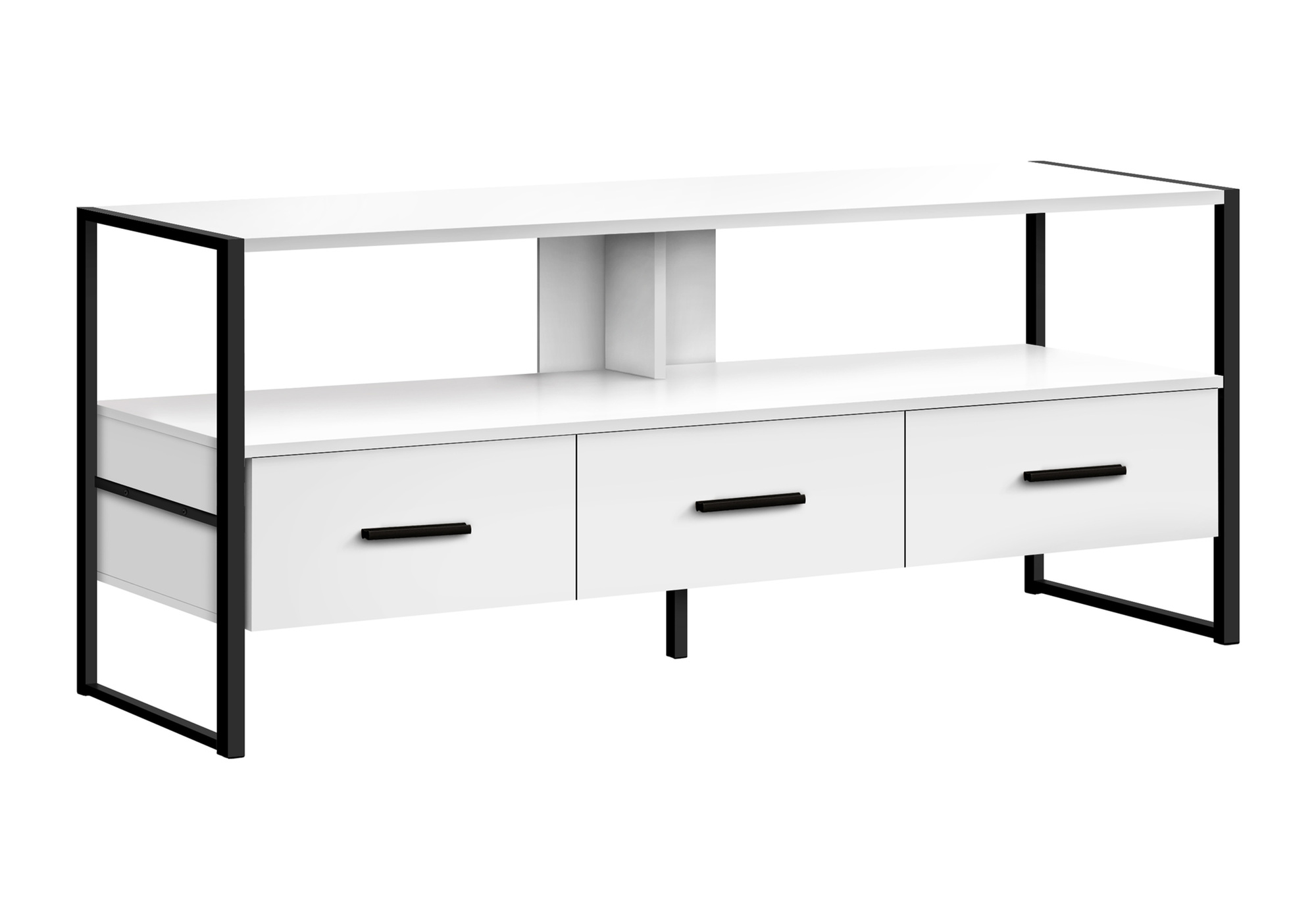 TV STAND - 48"L / WHITE / BLACK METAL - Image 2