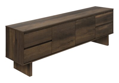 TV STAND - 72"L / DARK BROWN WOOD-LOOK WITH STORAGE