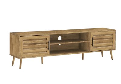 TV STAND - 72"L / WALNUT WOOD-LOOK WITH 2 DOORS