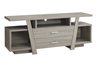TV STAND - 60"L / DARK TAUPE WITH 2 STORAGE DRAWERS