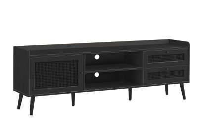TV STAND - 72"L / BLACK WITH STORAGE