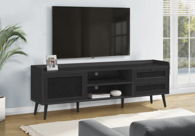 TV STAND - 72"L / BLACK WITH STORAGE