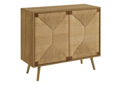 ACCENT CHEST - 32"H / LIGHT WALNUT / SEAGRASS-LOOK / 2 DOORS