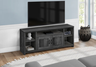 TV STAND - 60"L / BLACK RECLAIMED WOOD-LOOK