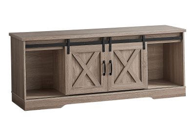 TV STAND - 60"L / DARK TAUPE WITH 2 SLIDING DOORS