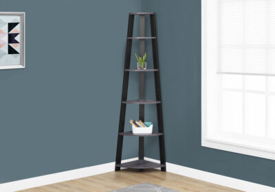 BOOKCASE - 72"H / GREY-BLACK CORNER ACCENT ETAGERE