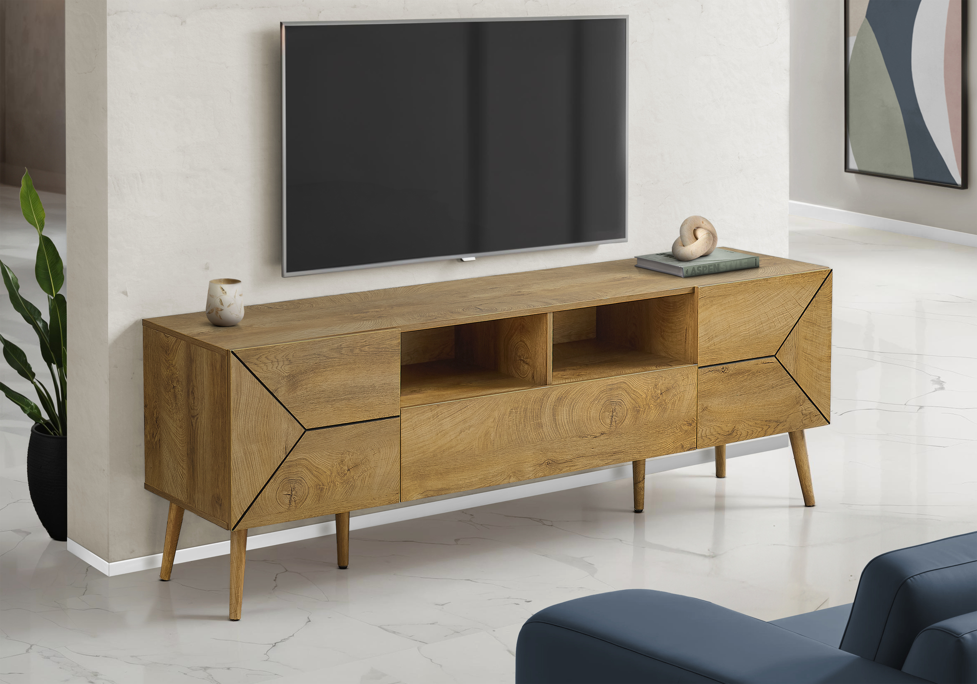 TV STAND - 72"L / WALNUT WITH STORAGE