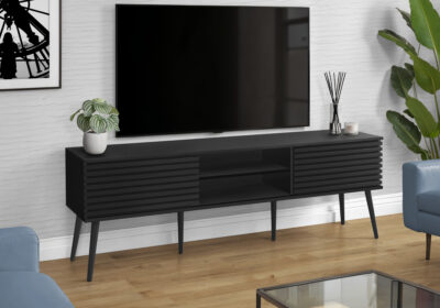 TV STAND - 72"L / BLACK WITH 2 DOORS