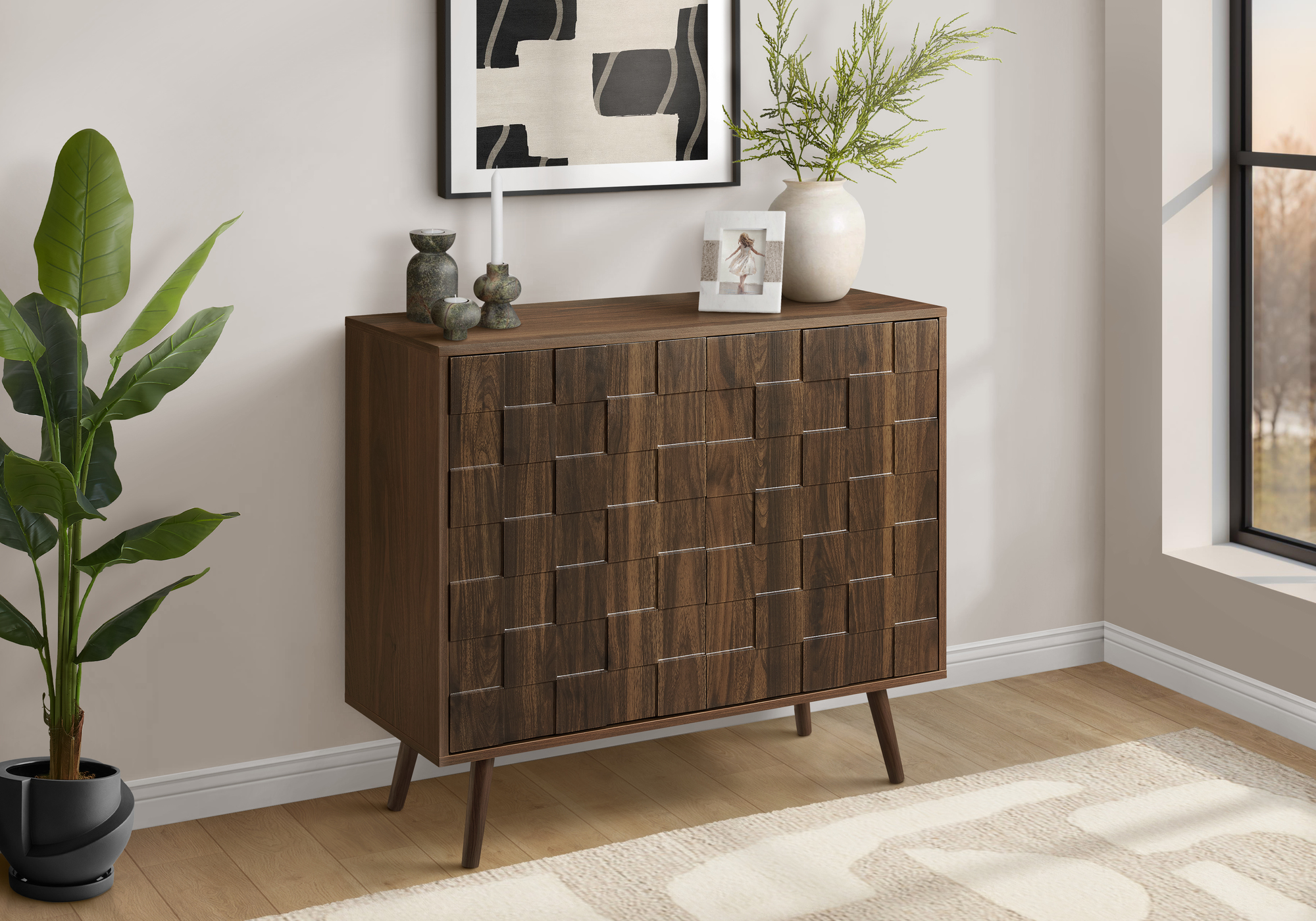 ACCENT CHEST - 32"H / DARK WALNUT WITH 2 DOORS