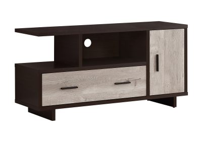 TV STAND - 48"L / ESPRESSO / TAUPE RECLAIMED WOOD-LOOK