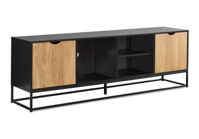 TV STAND - 72"L / BLACK / METAL WITH 2 DOORS