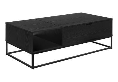 COFFEE TABLE - 48"L / LIFT-TOP BLACK / BLACK METAL