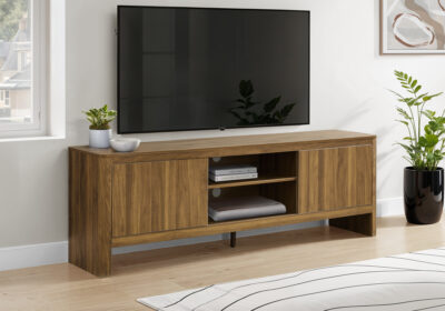 TV STAND - 72"L / DARK WALNUT WITH 2 DOORS