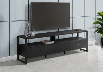 TV STAND - 72"L / BLACK / BLACK METAL
