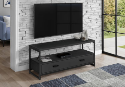TV STAND - 48"L / BLACK / BLACK METAL