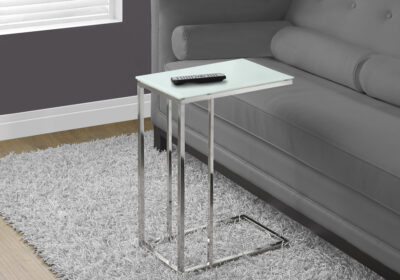 ACCENT TABLE - CHROME METAL WITH FROSTED TEMPERED GLASS
