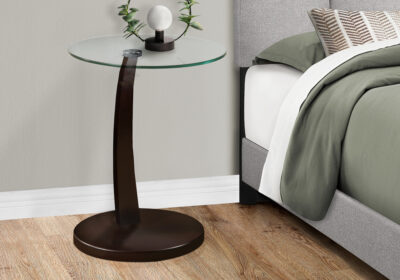 ACCENT TABLE - ESPRESSO BENTWOOD WITH TEMPERED GLASS