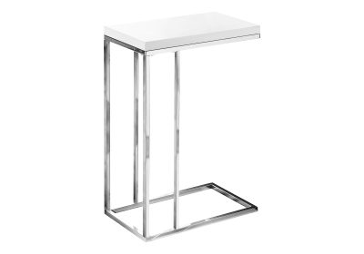 ACCENT TABLE - GLOSSY WHITE WITH CHROME METAL