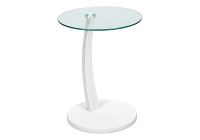 ACCENT TABLE - WHITE BENTWOOD WITH TEMPERED GLASS