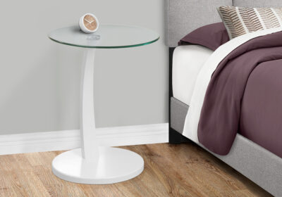 ACCENT TABLE - WHITE BENTWOOD WITH TEMPERED GLASS
