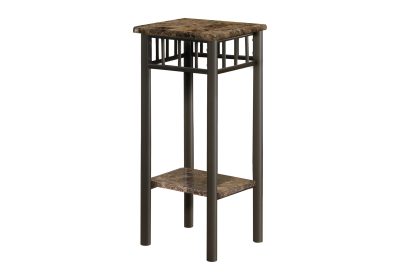 ACCENT TABLE - ESPRESSO MARBLE / BRONZE METAL