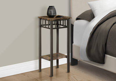 ACCENT TABLE - ESPRESSO MARBLE / BRONZE METAL