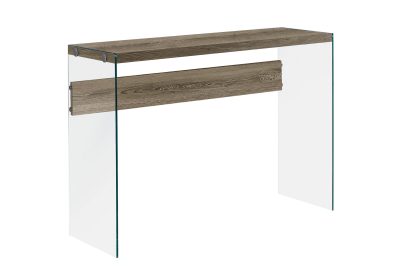 ACCENT TABLE - 44"L / DARK TAUPE / TEMPERED GLASS