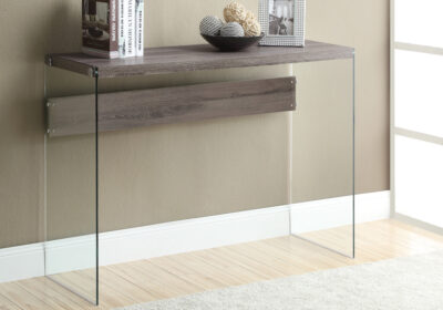 ACCENT TABLE - 44"L / DARK TAUPE / TEMPERED GLASS