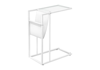 ACCENT TABLE - WHITE / WHITE METAL WITH A MAGAZINE RACK