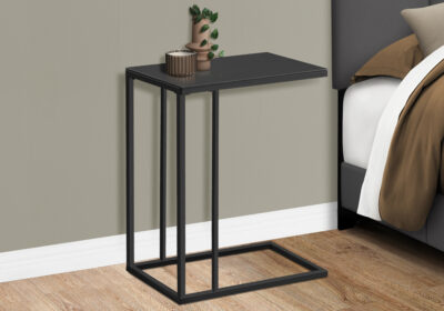 ACCENT TABLE - BLACK METAL / BLACK TEMPERED GLASS