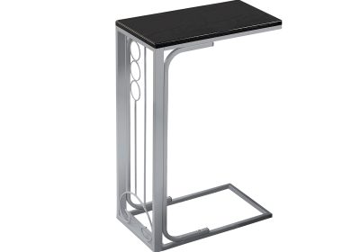 ACCENT TABLE - BLACK TOP / SILVER METAL