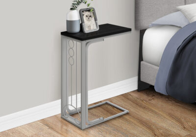 ACCENT TABLE - BLACK TOP / SILVER METAL