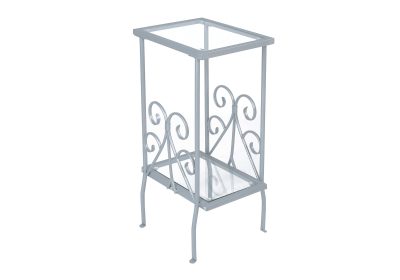 ACCENT TABLE - 30"H / SILVER METAL WITH TEMPERED GLASS