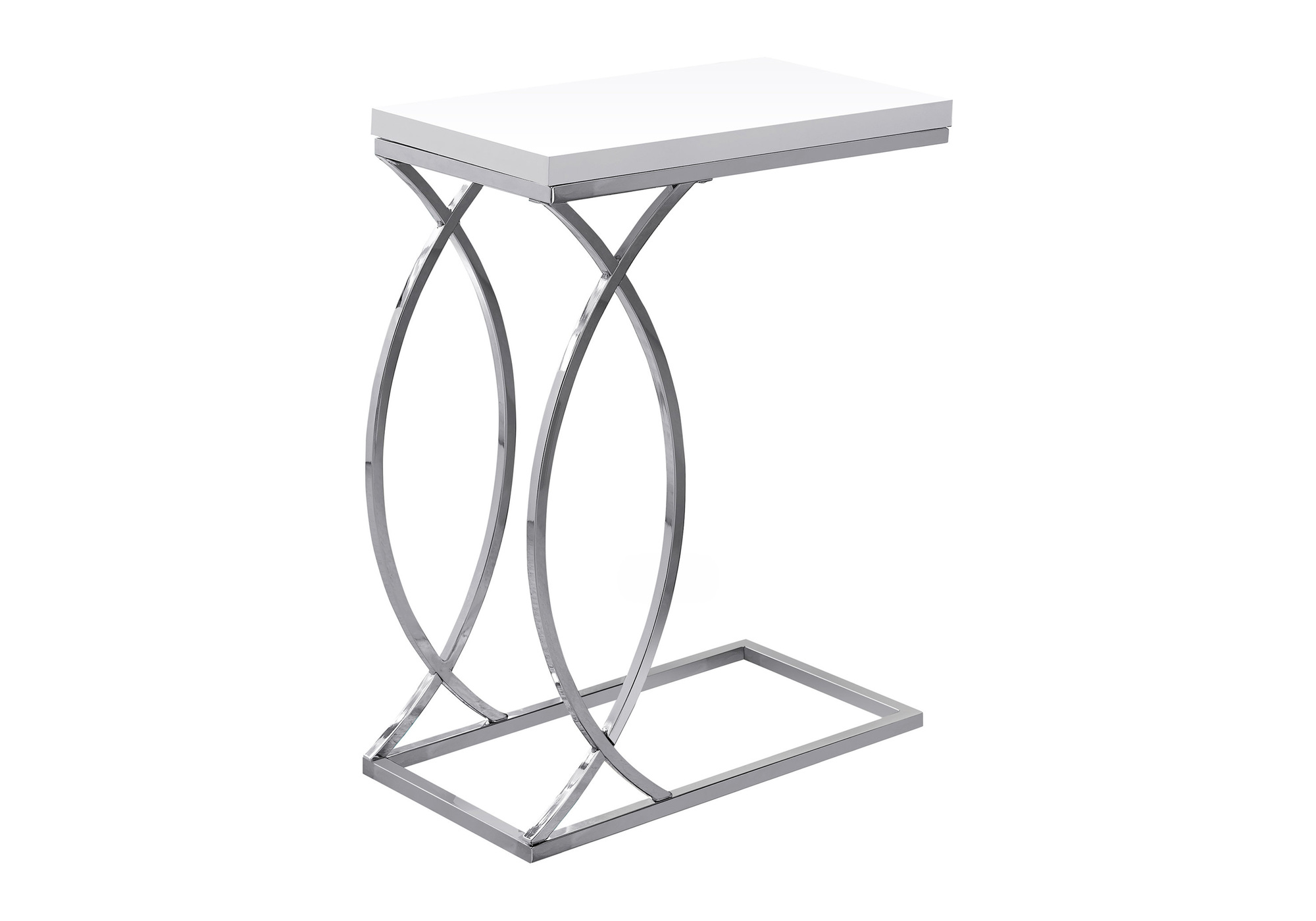 ACCENT TABLE - GLOSSY WHITE WITH CHROME METAL - Image 3